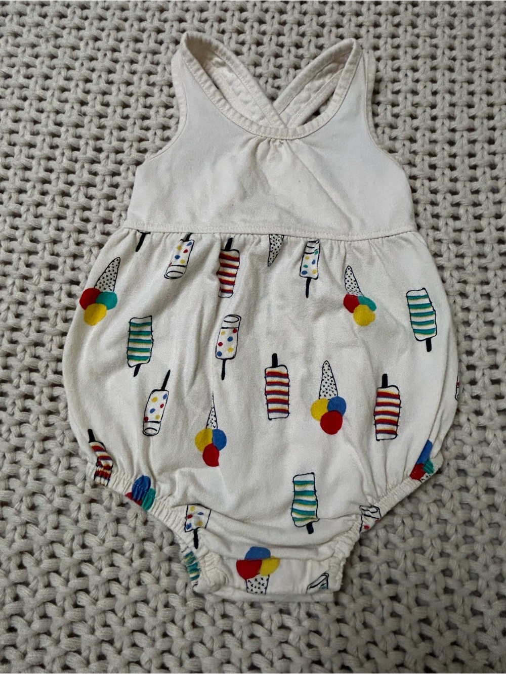 Hanna Andersson Baby Girls Ice Cream Ice Pop Print One-Piece Romper Size 12-18 m